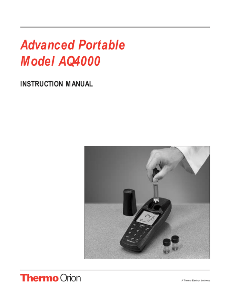 Thermo Orion AQ4000 Colorimeter Instruction Manual Manualzz