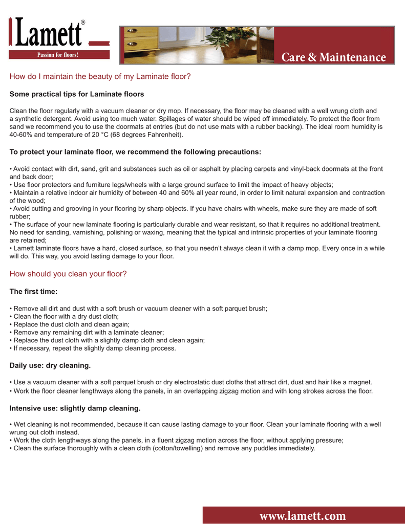 Care Amp Maintenance Some Practical Tips For Laminate Fl Oors