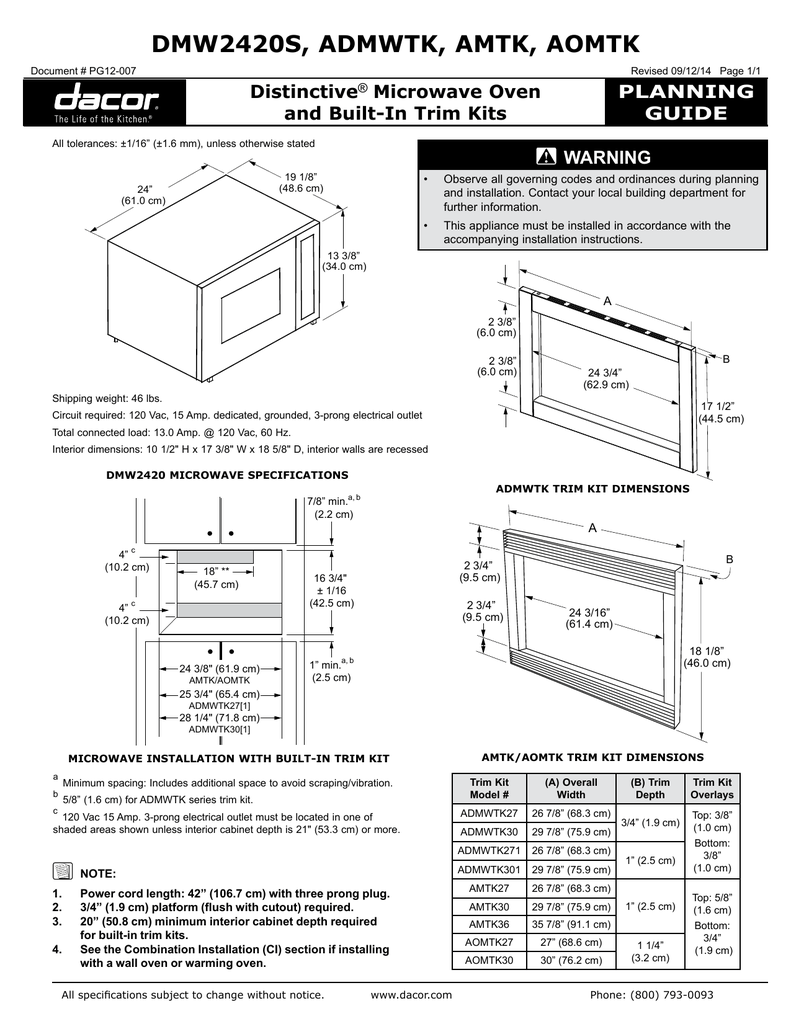 Dacor DMW2420S User guide Manualzz