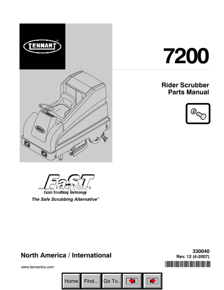 Tennant 7200 - parts manual | Manualzz