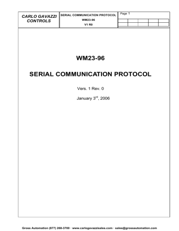 Wm23 96 Serial Communication Protocol Carlo Gavazzi Controls Manualzz