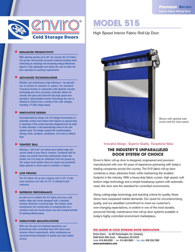 storage roll up doors on 515 Enviro Commercial Overhead Roll Up Doors Literature Manualzz