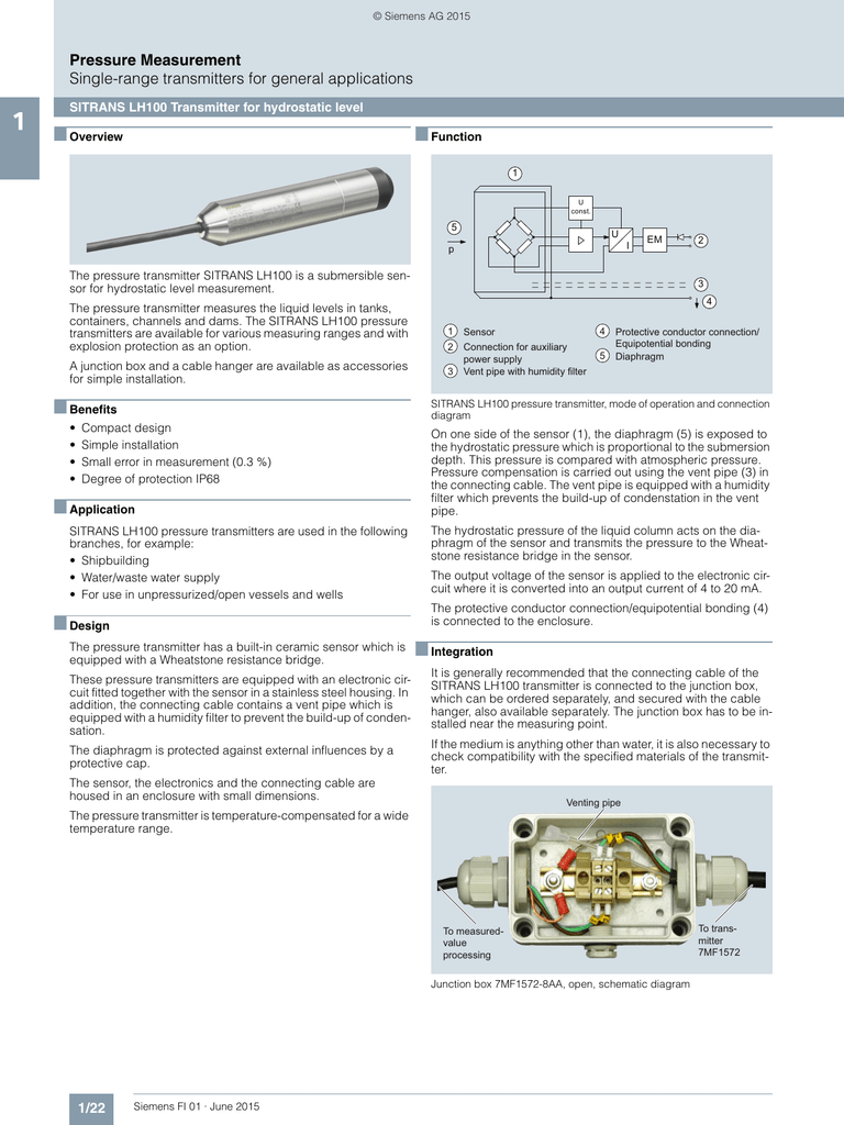 Sitrans lh100 схема подключения