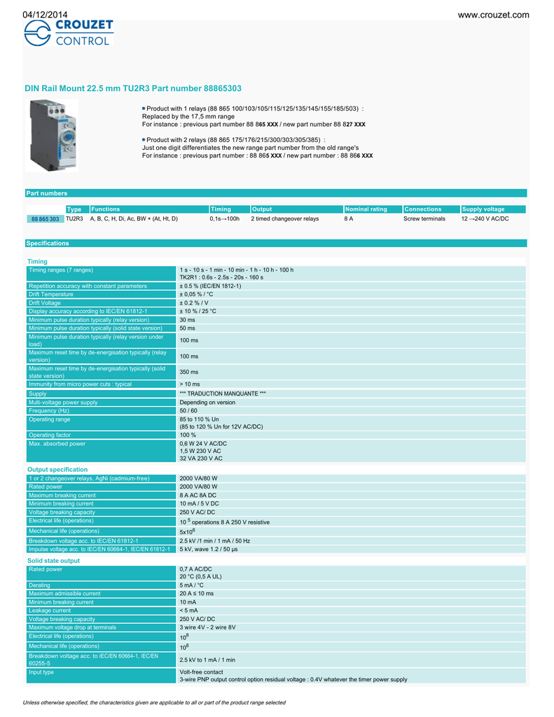 Din Rail Mount 22 5 Mm Tu2r3 Part Number Manualzz