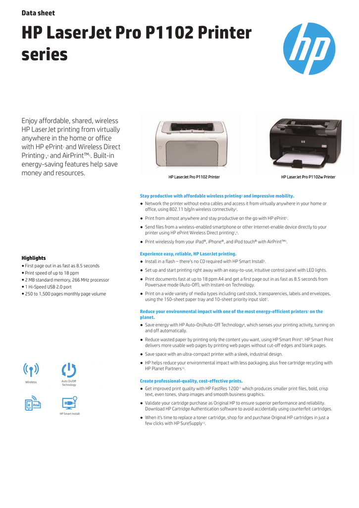 hp printer p1102 specification