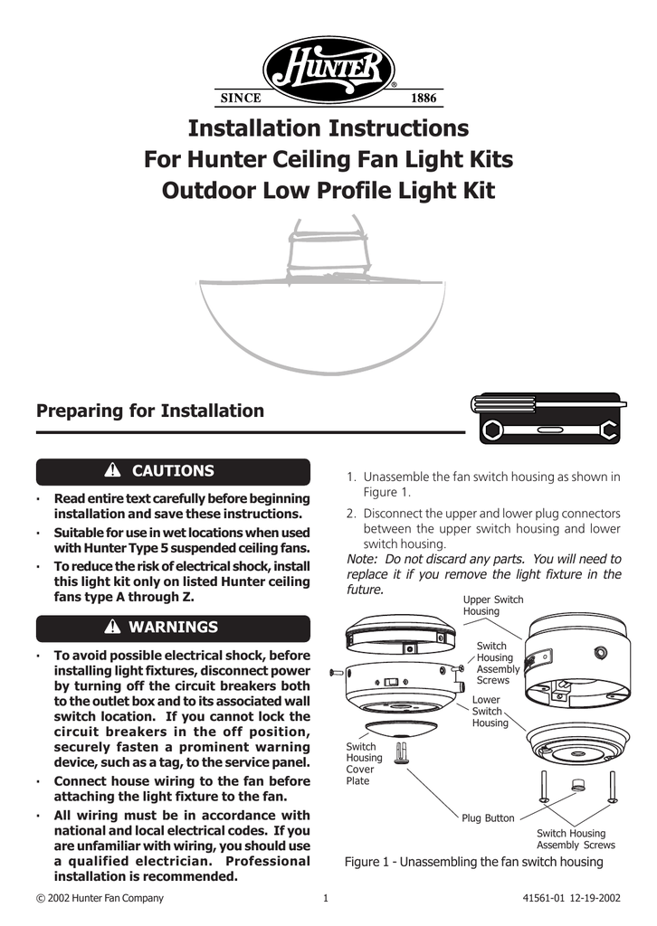 Hunter Fan 28387 Ceiling Accessory, Hunter Ceiling Fan Light Kit Parts