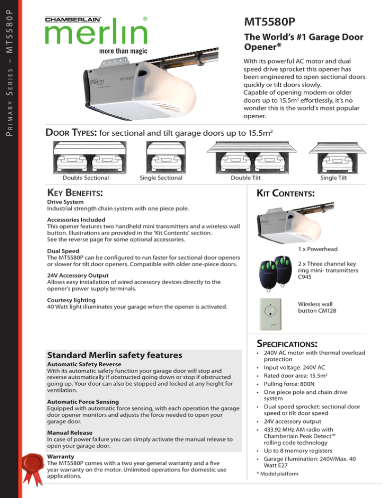 Mt5580p The World S 1 Garage Door Opener Manualzz