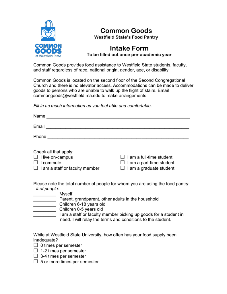 A Brief Intake Form Manualzz