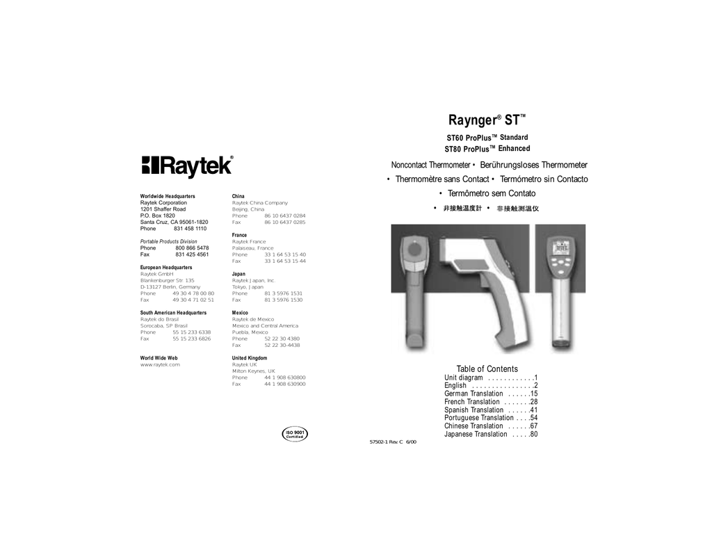 Raytek Raynger St80 Manual Manualzz