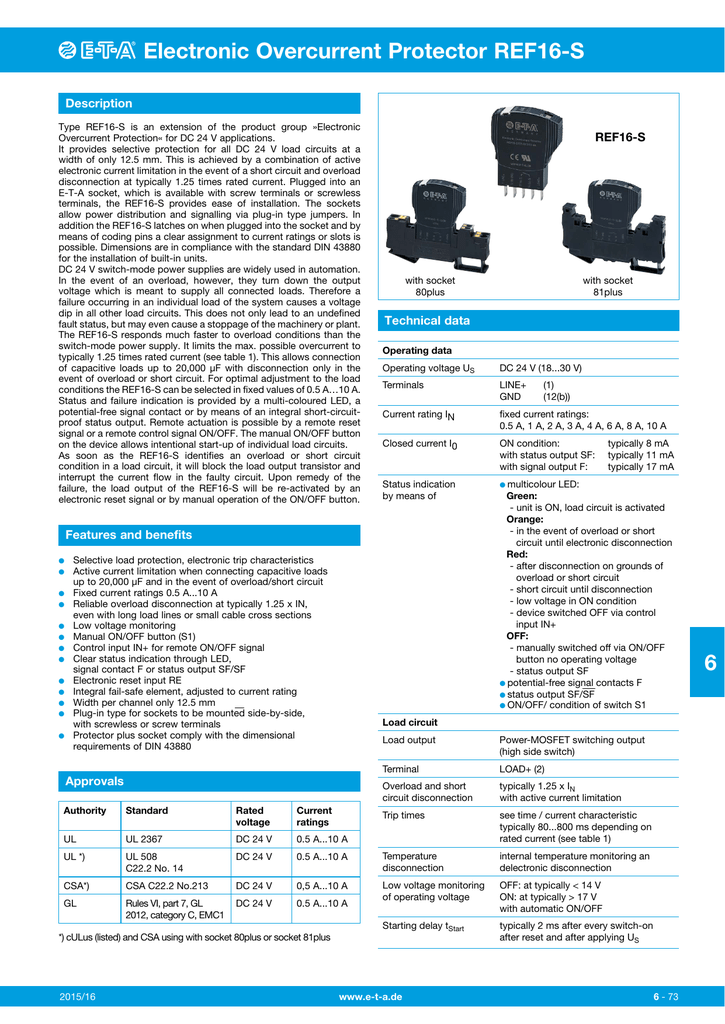 Electronic Overcurrent Protector Ref16 S Description Manualzz