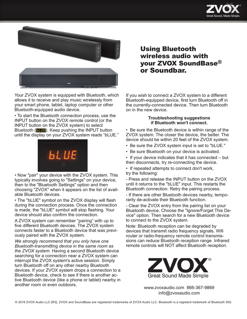Zvox bluetooth pairing Clearance