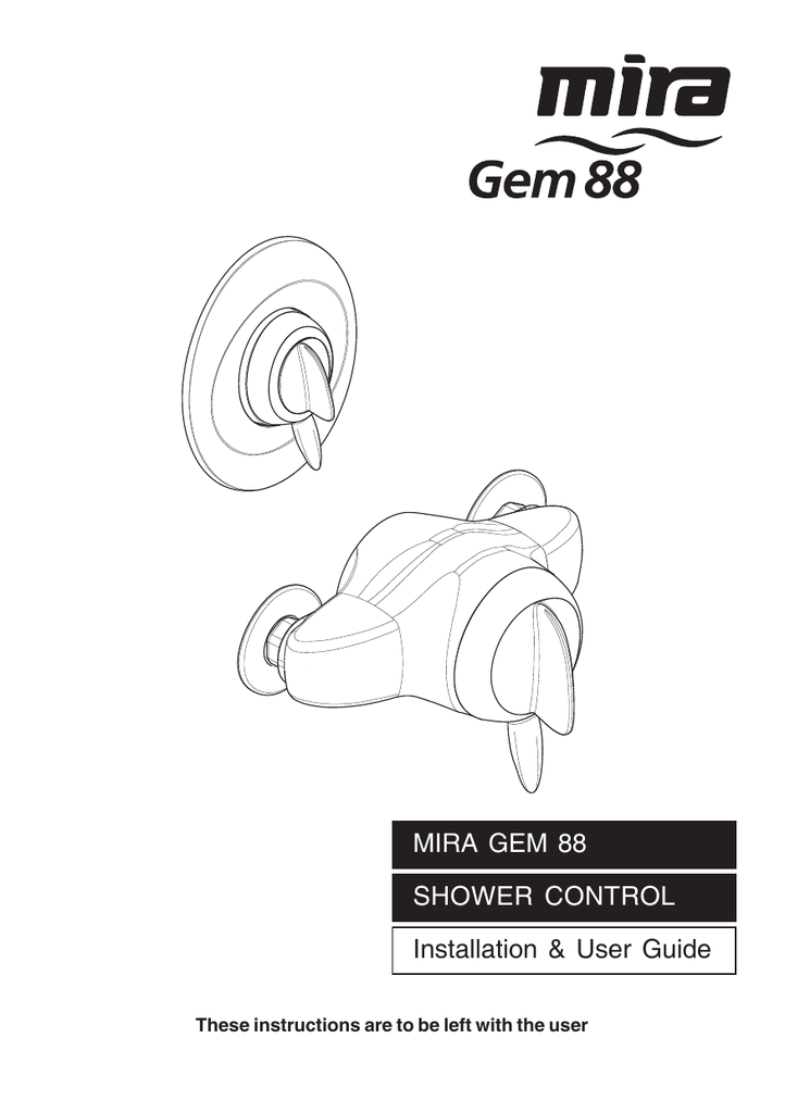 Installation & User Guide MIRA GEM 88 SHOWER CONTROL Manualzz