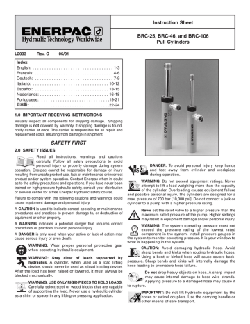 Enerpac BRC-25 Instruction Sheet | Manualzz