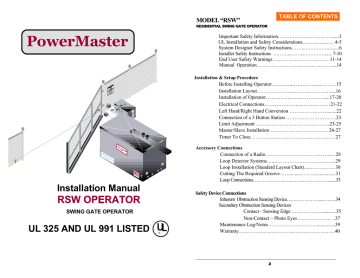 Powermaster RSW Installation manual | Manualzz