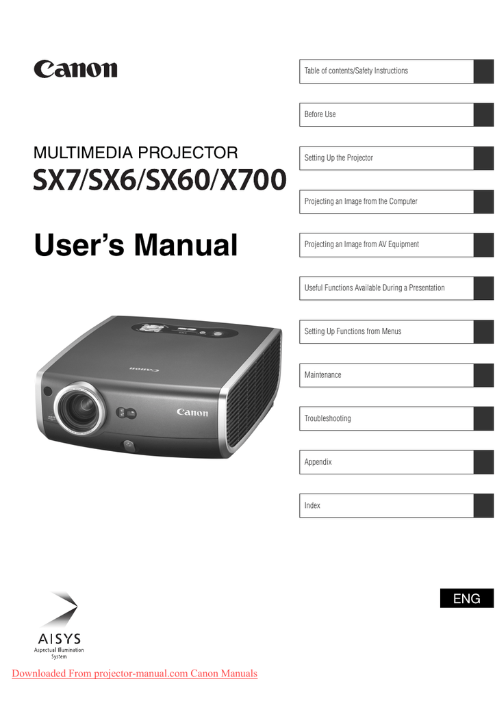 Canon REALiS X700 Operating Instructions Manual user guide Manualzz
