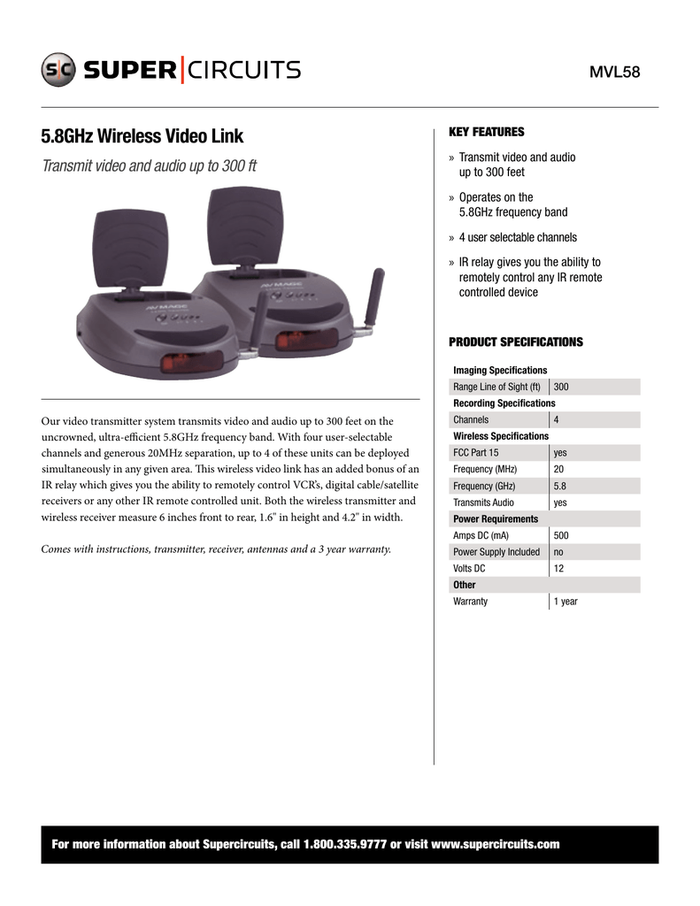 5 8ghz Wireless Video Link Mvl58 Manualzz Com