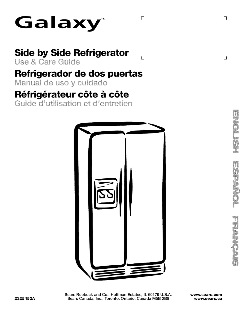 Galaxy 10655128701 SideBySide Refrigerator Owner's Manual Manualzz
