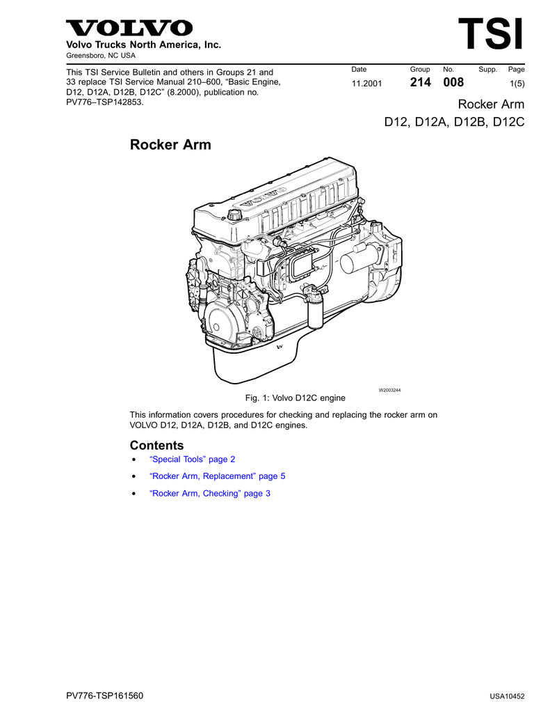 Rocker Arm D12, D12A, D12B, D12C | Manualzz | Volvo D12c Engine Diagram | | manualzz