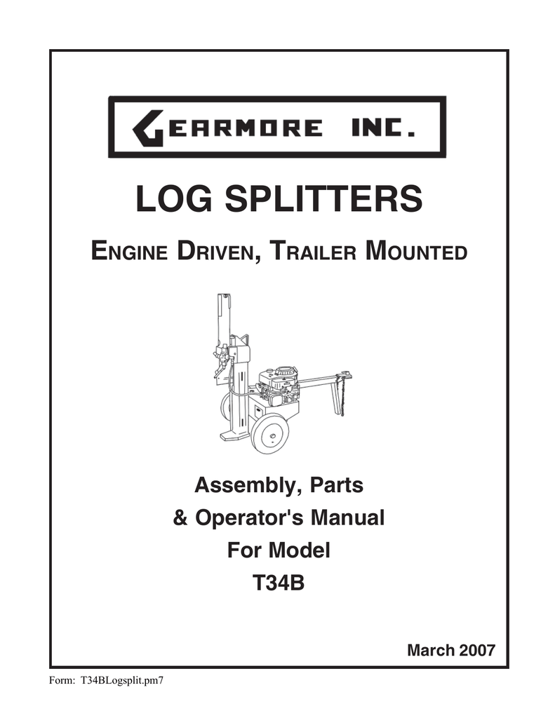 Gearmore T34B Assembly, Operating Instructions And Parts List Manualzz