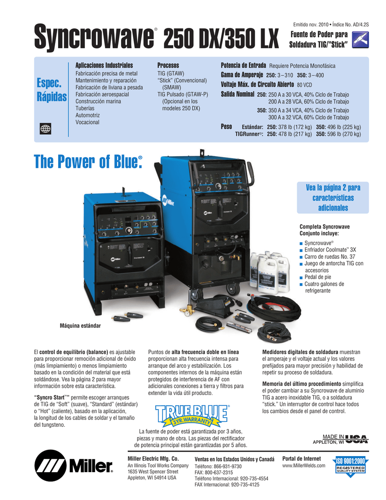 Syncrowave 250 DX/350 LX Espec. | Manualzz