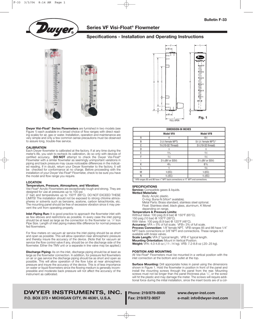 dwyer flow meter manual