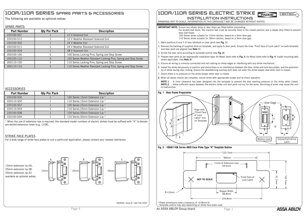 Padde Trimec Es110 And Wr Outdoor Electric Strike Installation Guide 340kb Pdf Manualzz Padde Trimec Es110 And Wr Outdoor, Lockwood Electric Strike Wiring Diagram