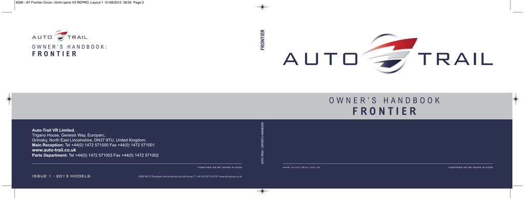 Auto Trail 2013 Frontier Handbook Manualzz