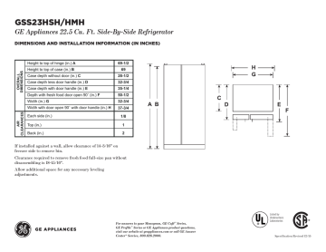 Gss23hsh Hmh Ge Appliances 22 5 Cu Ft Side By Side Refrigerator H G Manualzz