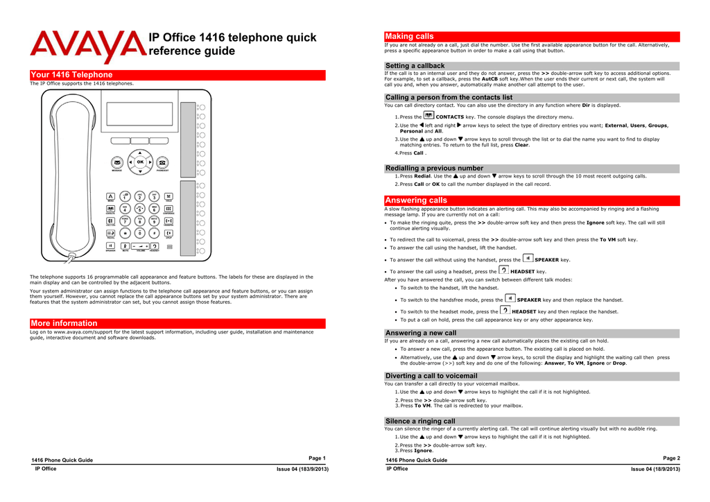 conference call avaya 1416