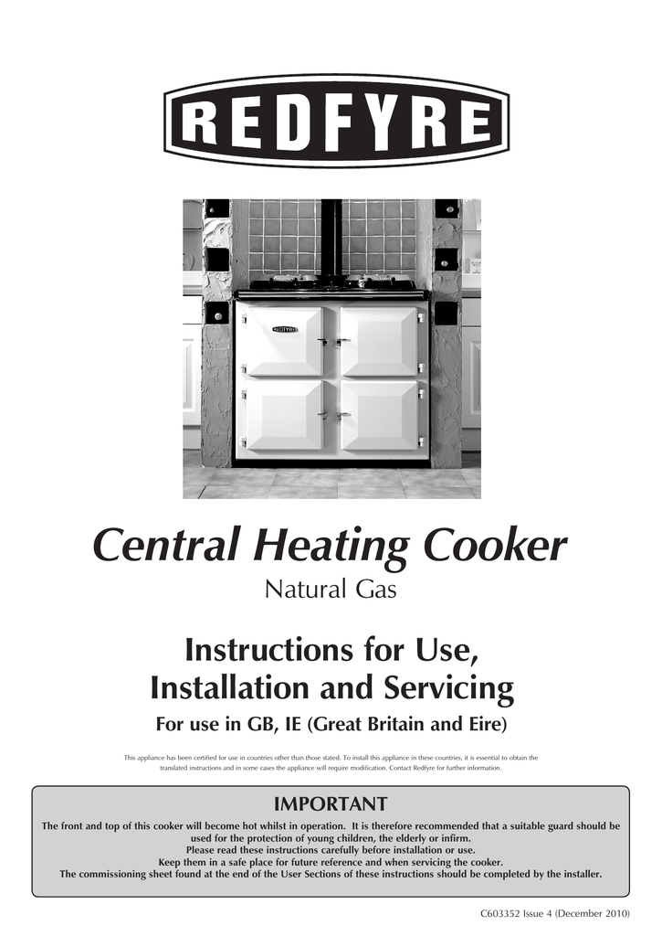 AGA Redfyre central heating cooker gas manual Owner's Manual | Manualzz