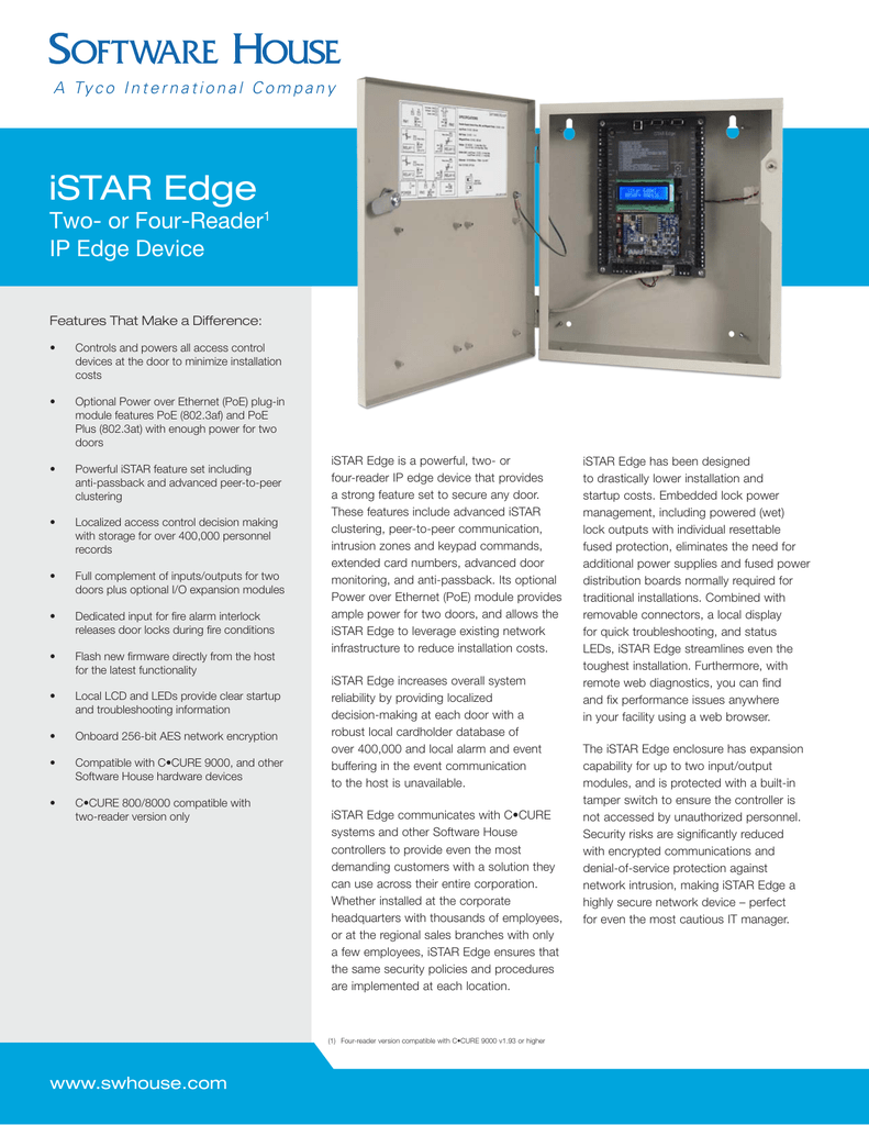 iSTAR Edge Two- or Four-Reader IP Edge Device | Manualzz