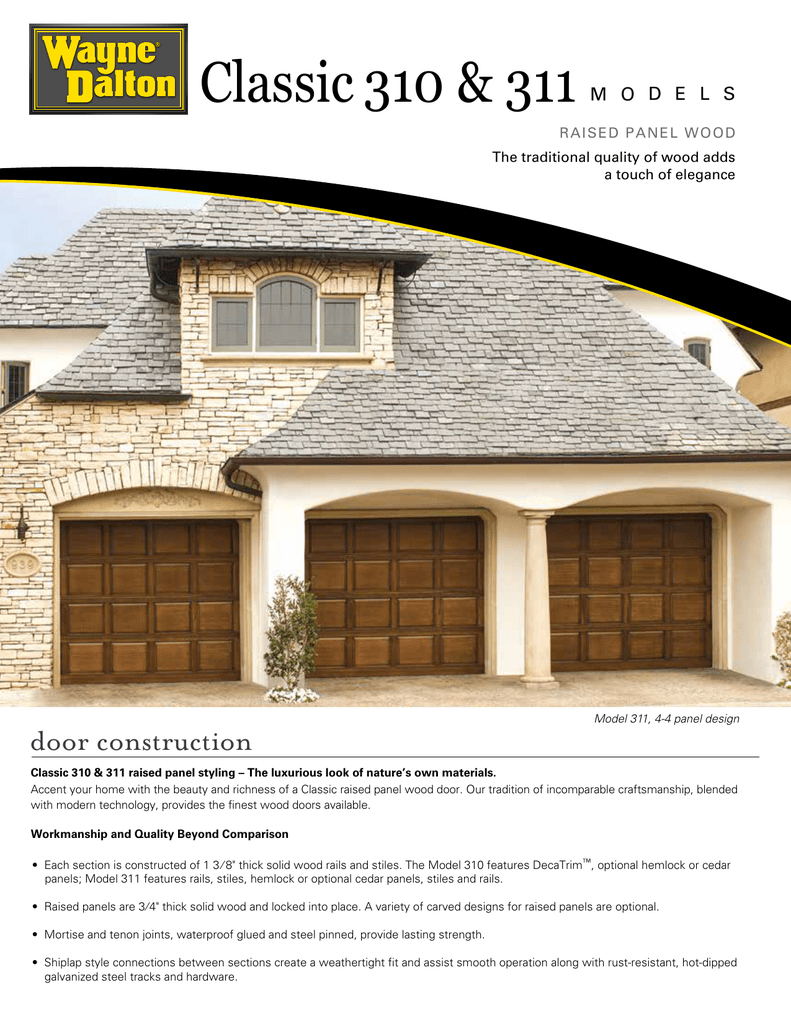 Wood Garage Doors 310 311 Manualzz Com