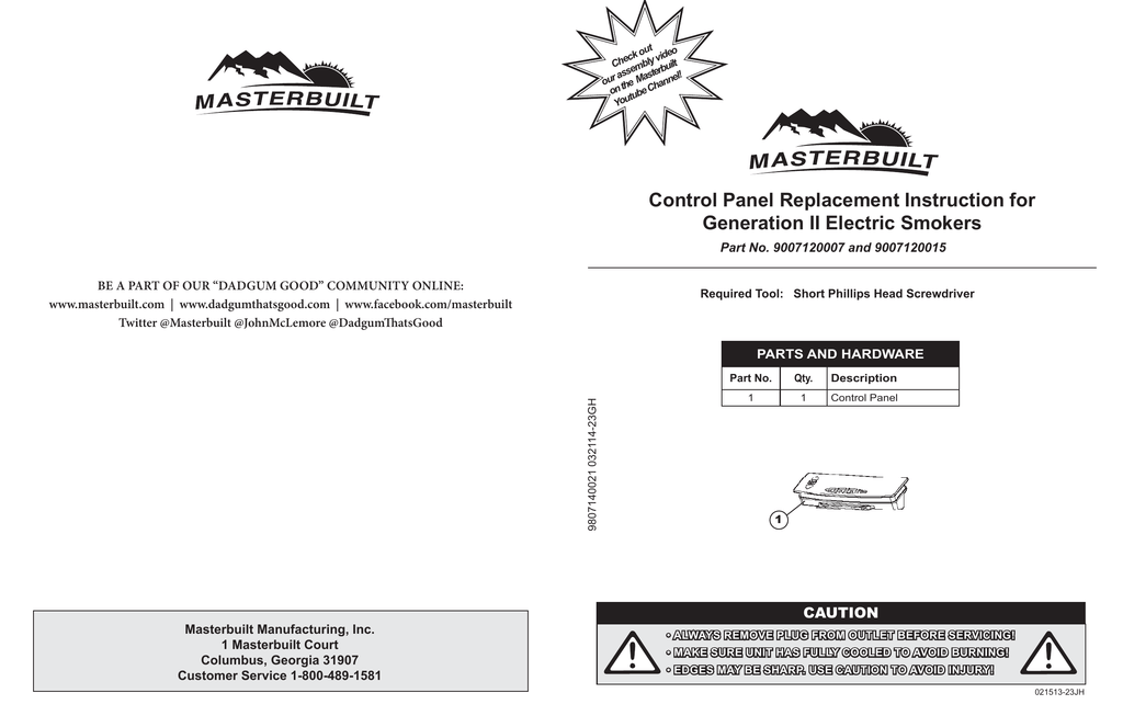 masterbuilt smoker control panel