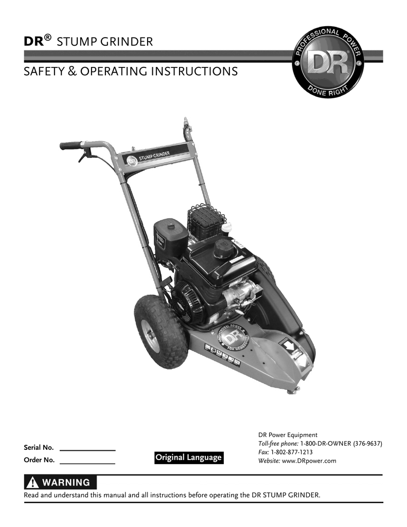 DR Stump Grinder Operating Instructions Manual Manualzz