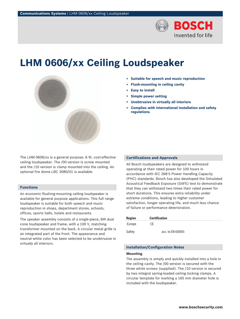 Bosch Lhm 0606 00 Datasheet Manualzz