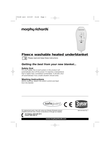 morphy richards fitted electric blanket