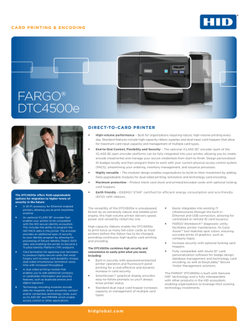 HID Global Fargo DTC4500e Datasheet Manualzz