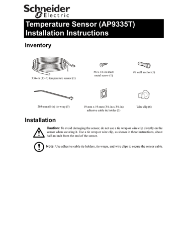 Schneider Electric Temperature Sensor (AP9335T) Installation ...