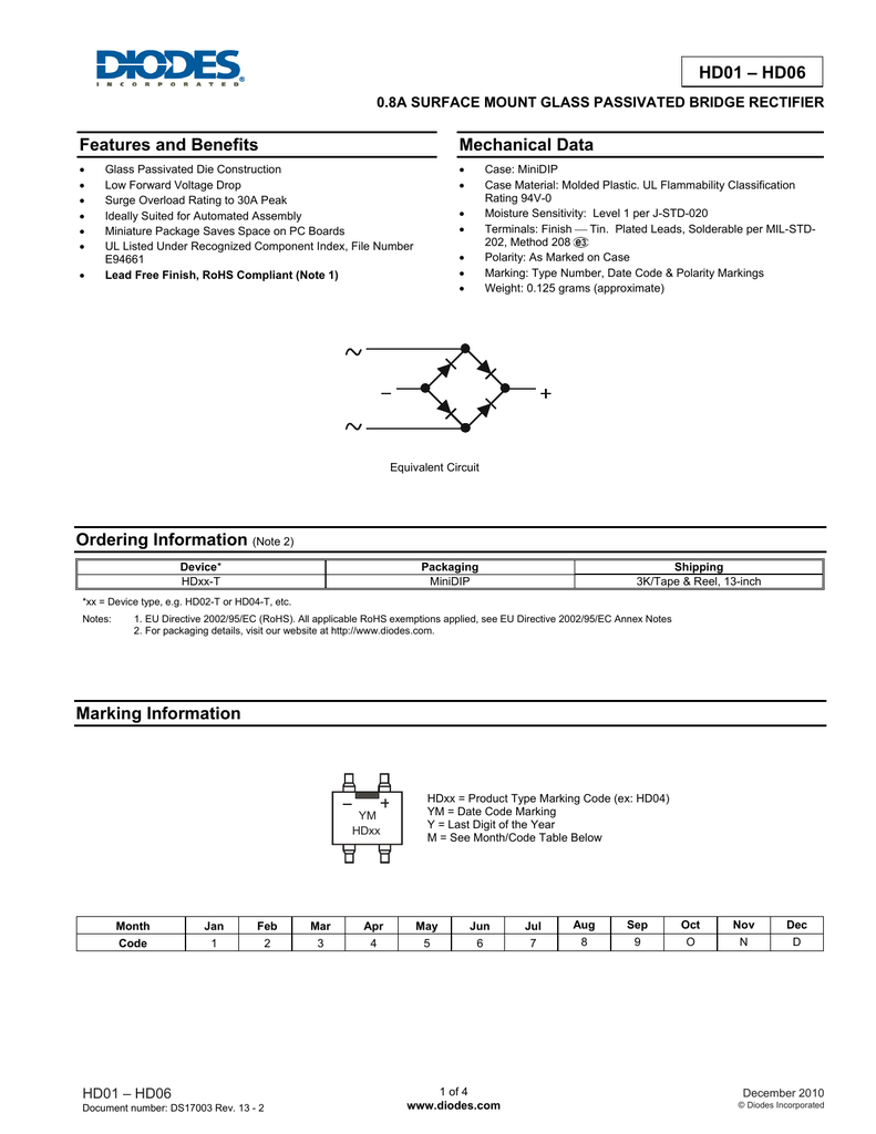 Hd01 Hd06 Features And Benefits Mechanical Data Manualzz