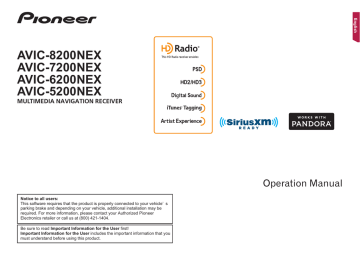 Pioneer AVIC 8201 NEX Operation Manual | Manualzz
