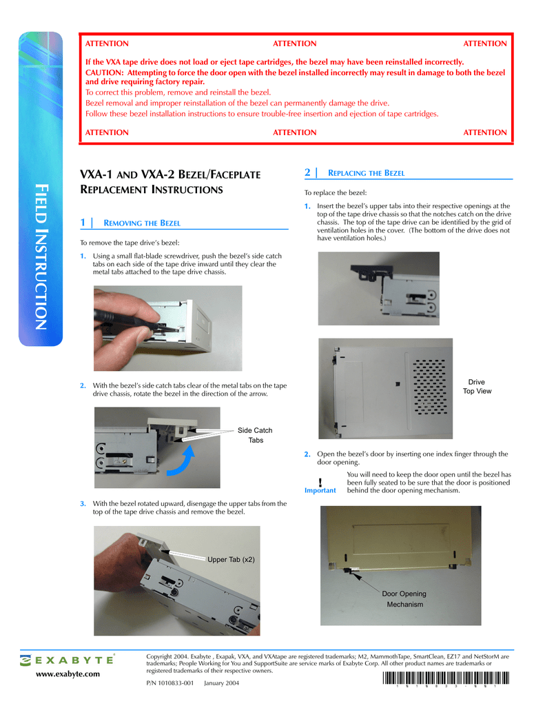 Replacebezelvxa1and2 Manualzz Com