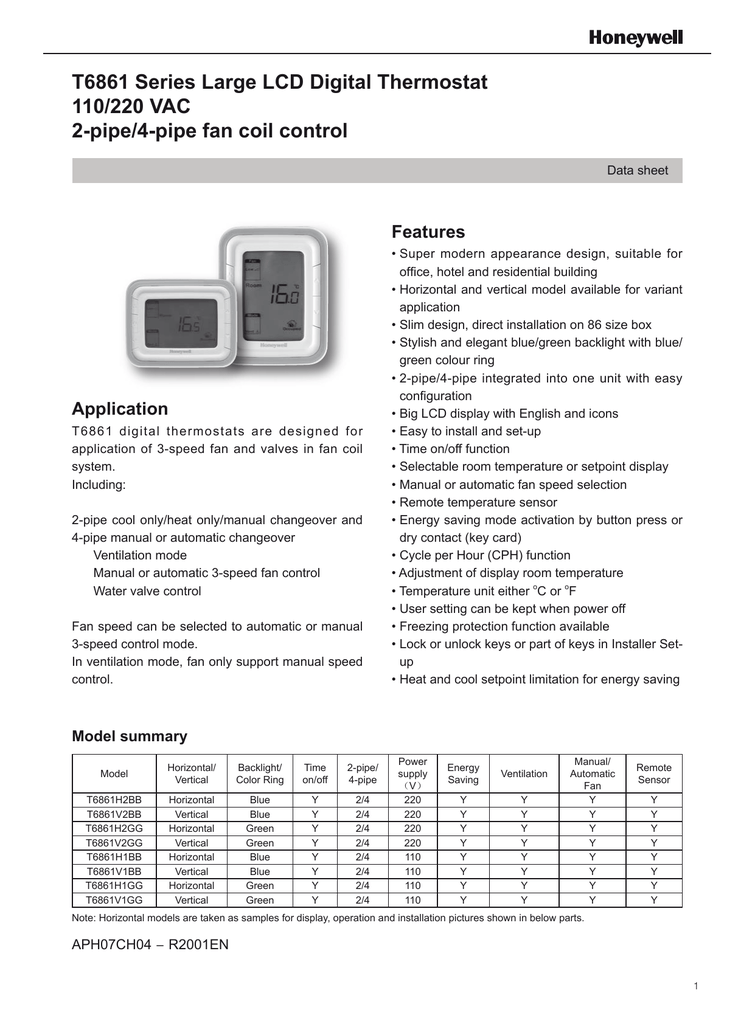 Honeywell Thermostat T6865 Wiring Diagram - WIRGRAM
