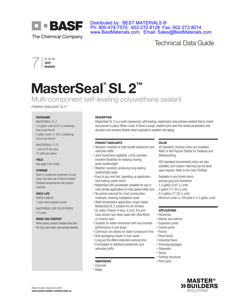 Masterseal Np 100 Color Chart