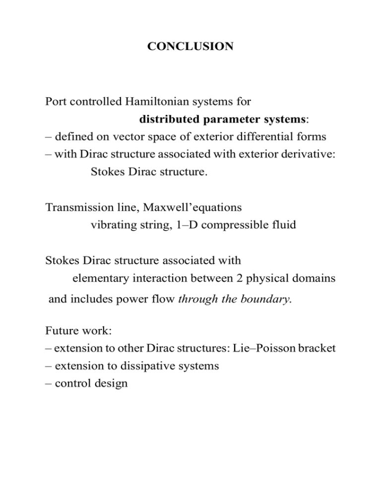 Conclusion Port Controlled Hamiltonian Systems For Distributed Parameter Systems Manualzz