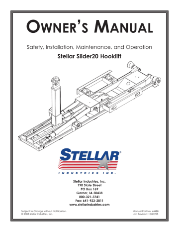 Stellar Slider 20 Hooklift Owner’s Manual | Manualzz