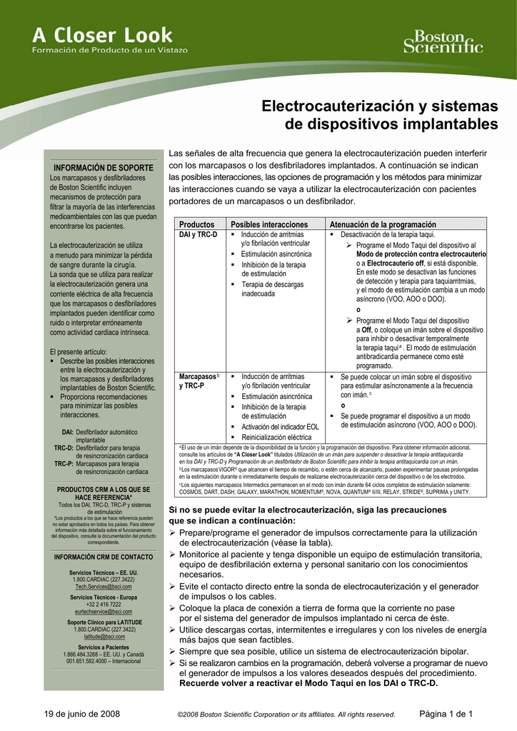 Electrocauterizacion Y Sistemas De Dispositivos Implantables Manualzz