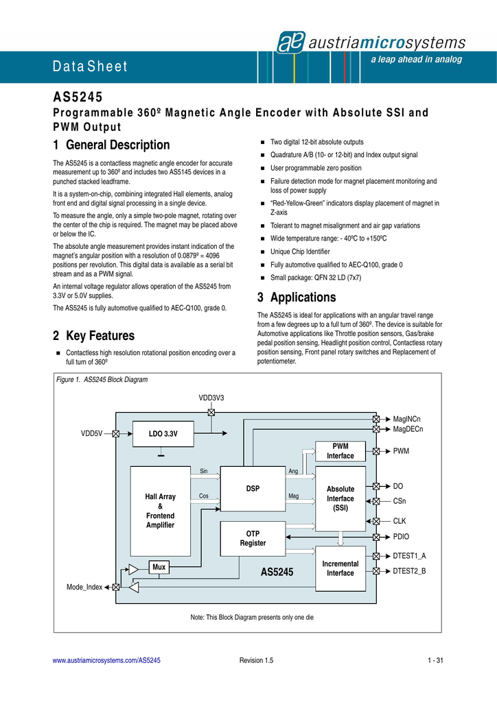 Datasheet For AS5245 By Ams AG | Manualzz