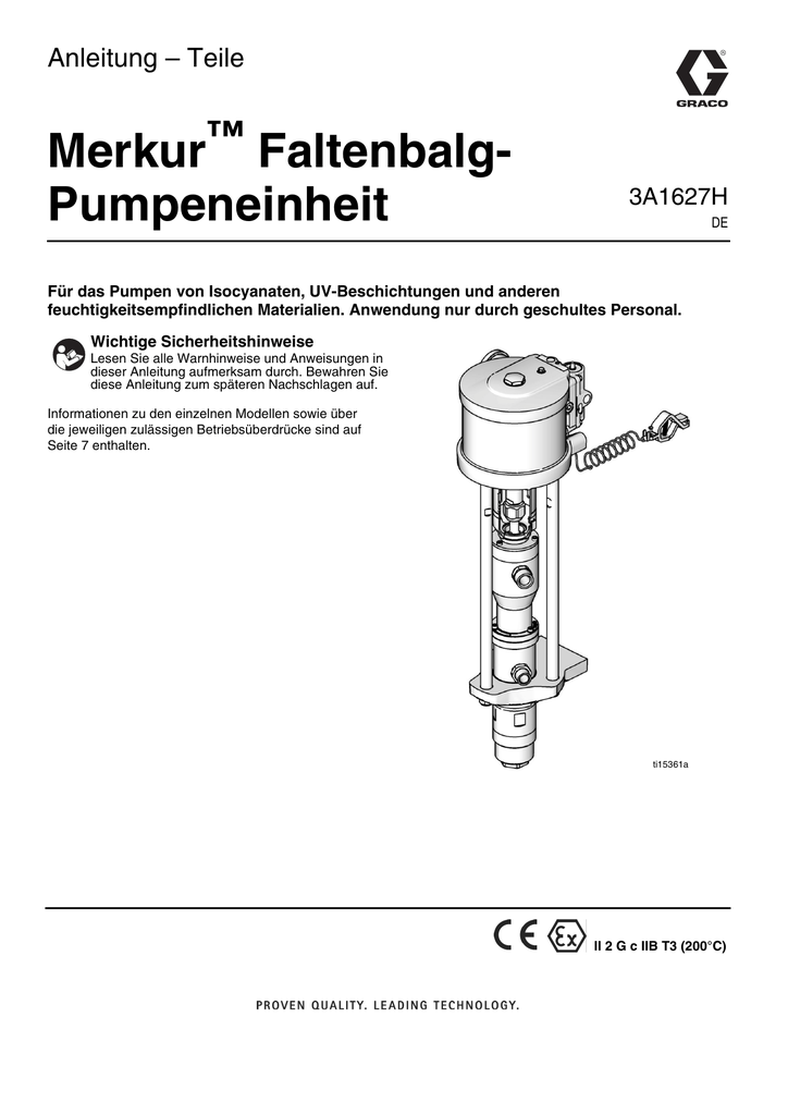 Graco 3A1627H Merkur Bellows Pump Assembly Bedienungsanleitung Manualzz