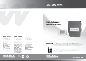 Valve Actuators (Optional). Waterco aquamaster | Manualzz