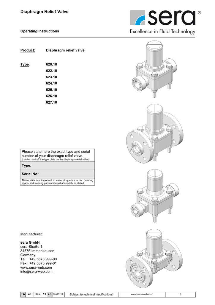 Diaphragm relief valve Manualzz
